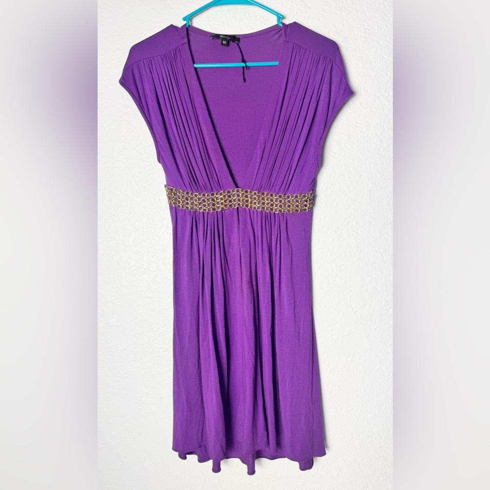 Sky Brand Vintage Mini Dress In Plum Medium Stretchy Soft Leather Waist Band